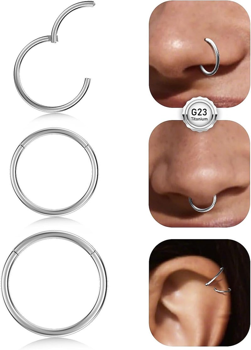 AMASIS Opal Nose Ring Studs Horseshoe Nose Rings Hoops Stud 316L Stainless Steel Nose Rings Round CZ Square Screw L Shaped Nose Stud Hypoallergenic Nostril Piercing Jewelry for Women Men - Image 1